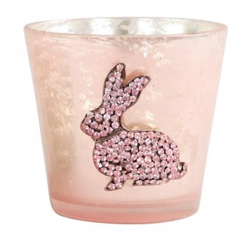 Portacandela Rabbits Coniglio Glitter HOFF-INTERIEUR 8660 Pasqua
