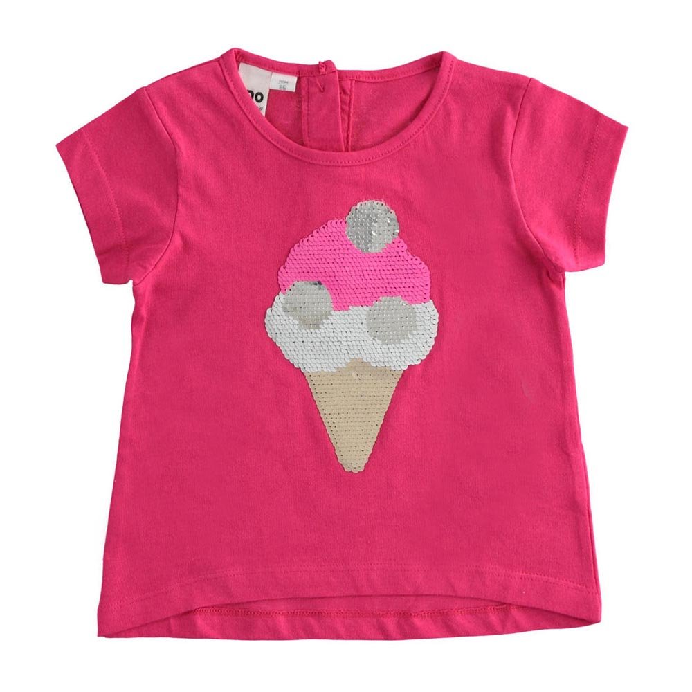 T-Shirt Bambina 100% cotone con gelato di paillettes iDO 4J76700