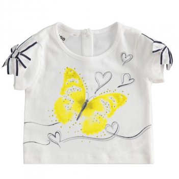 T-shirt bambina in cotone con grafica farfalla con strass iDO 4J32200
