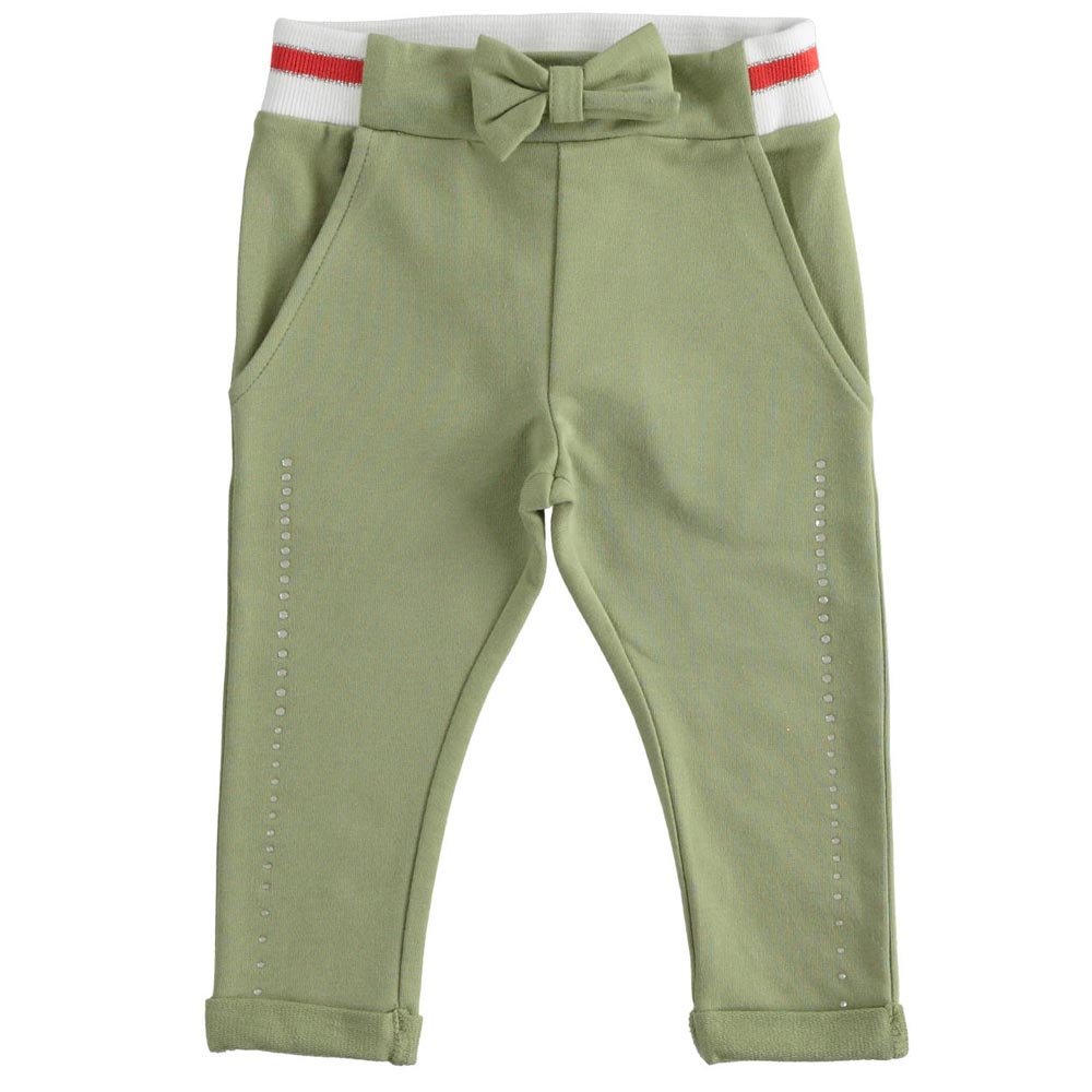 Pantalone Bambina in felpa con strass e costina rigata iDO 4J33900