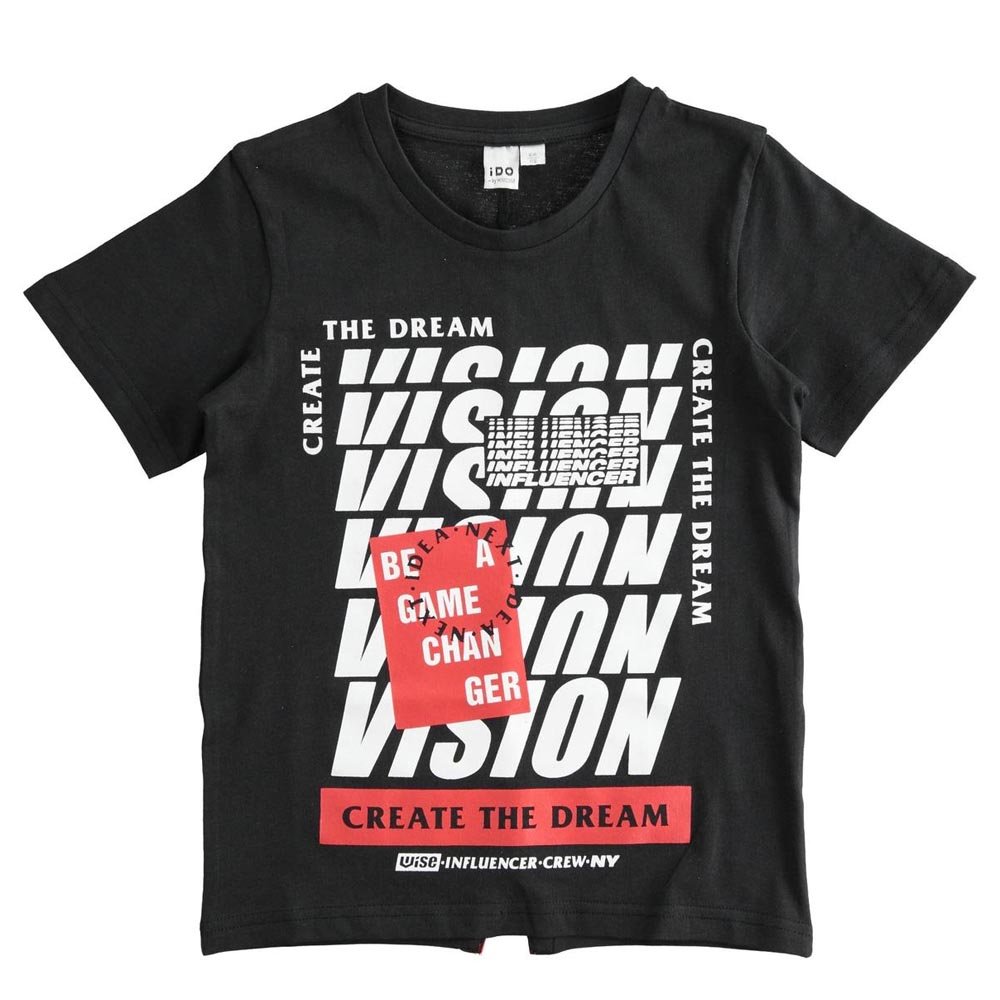 T-Shirt Bambino 100% cotone con grafica effetto optical iDO 4J38800
