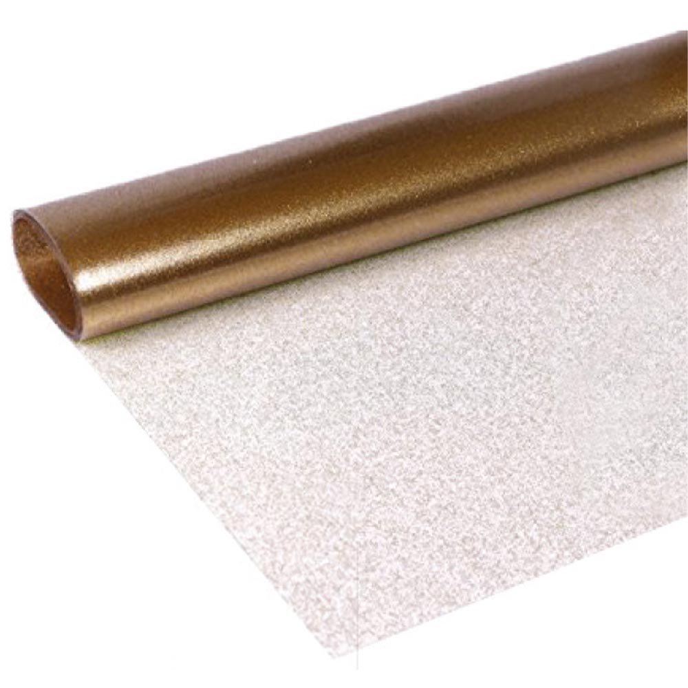 Tessuto Glitter Trasparente Oro Altezza 140cm PVC